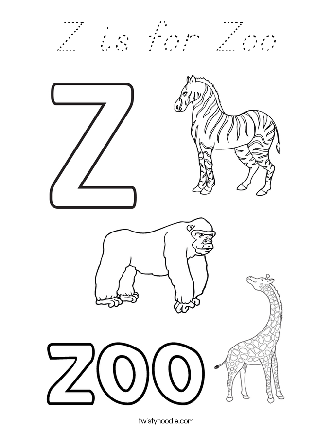 Z is for Zoo Coloring Page