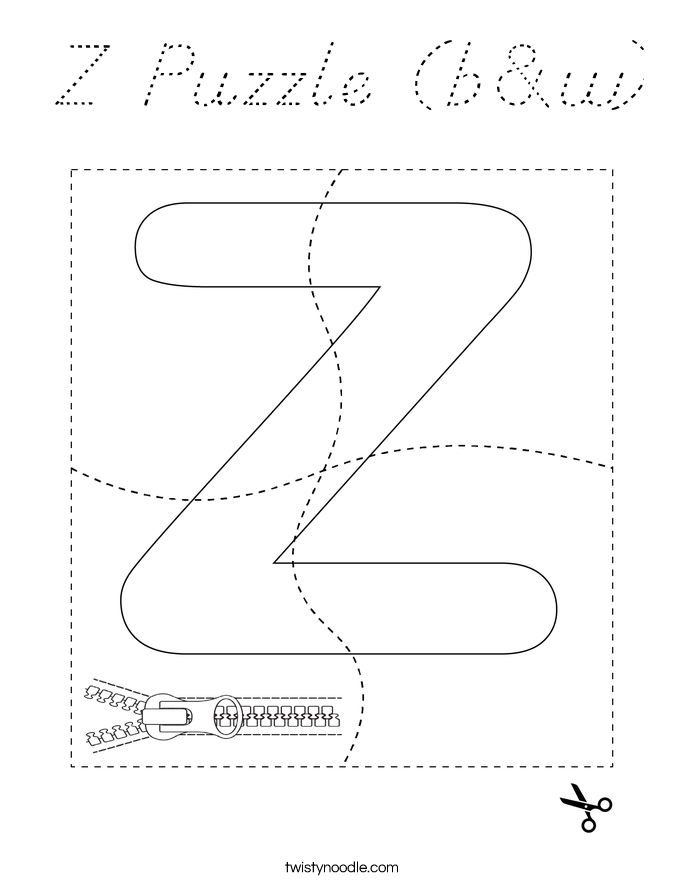 Z Puzzle (b&w) Coloring Page