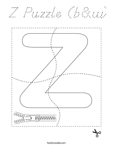 Z Puzzle (b&w) Coloring Page