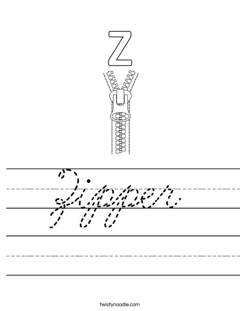 Z Zipper Worksheet