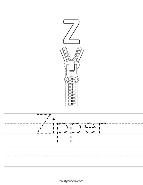 Z Zipper Worksheet