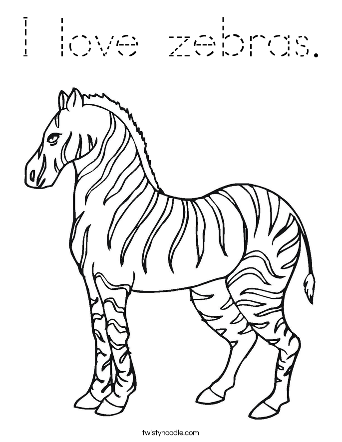 I love zebras. Coloring Page