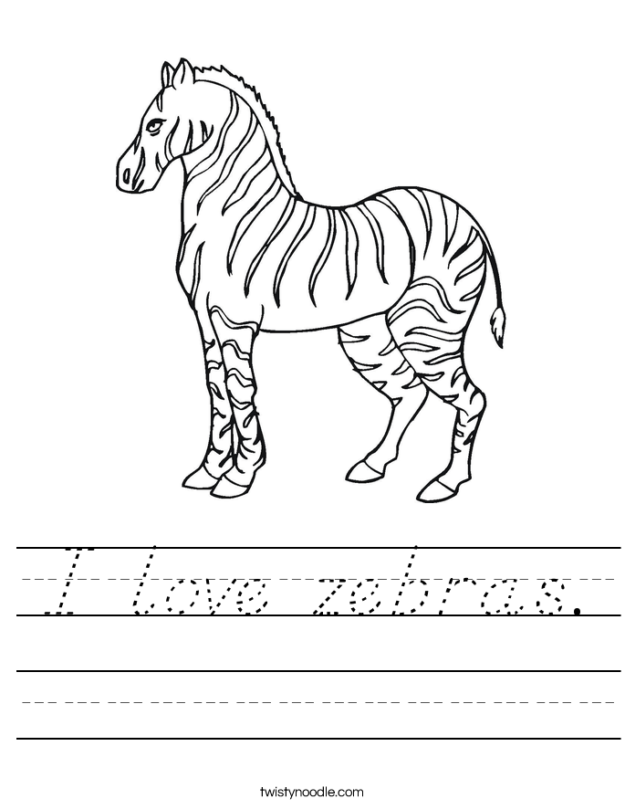 I love zebras. Worksheet