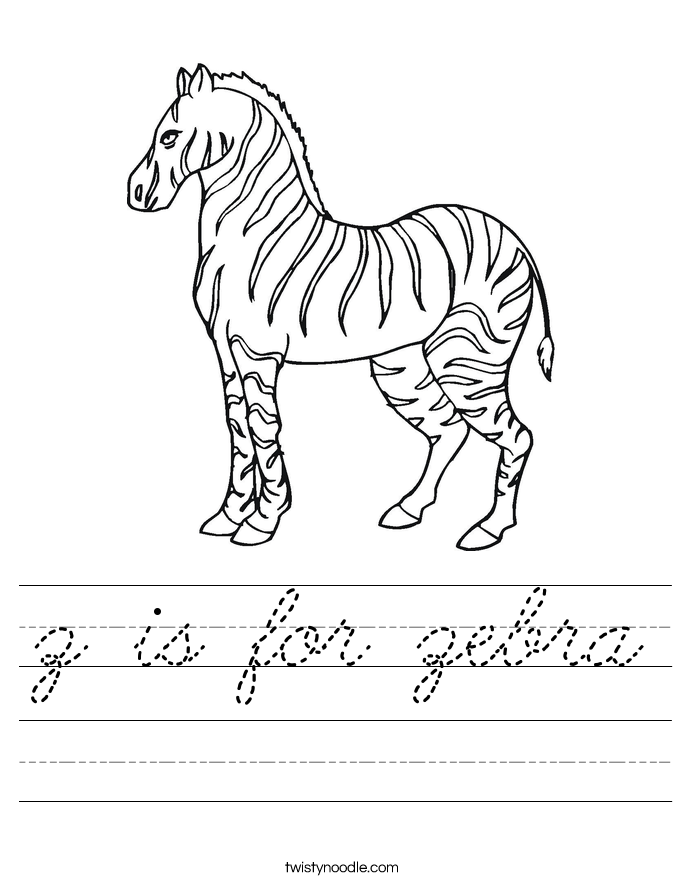 z is for zebra Worksheet