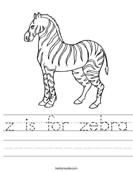 z is for zebra Worksheet - Twisty Noodle