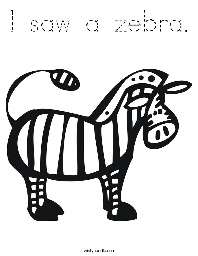 I saw a zebra. Coloring Page