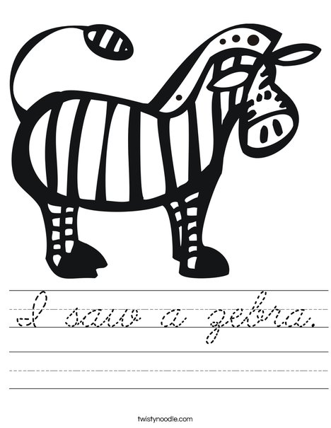Zebra for Zoo Book Worksheet