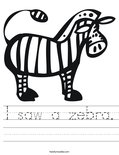 I saw a zebra. Worksheet