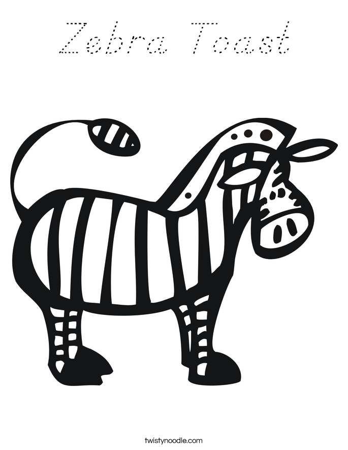Zebra Toast Coloring Page