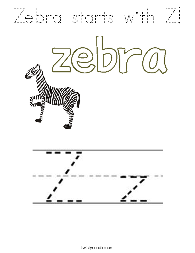 Zebra starts with Z! Coloring Page