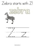 Zebra starts with Z! Coloring Page
