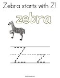 Zebra starts with Z Coloring Page