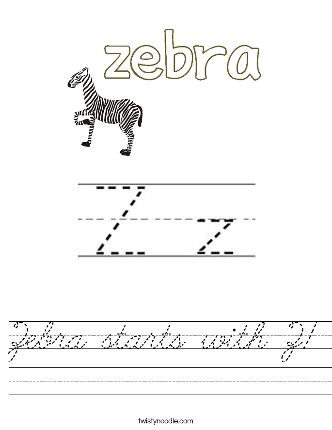 Zebra starts with Z! Worksheet