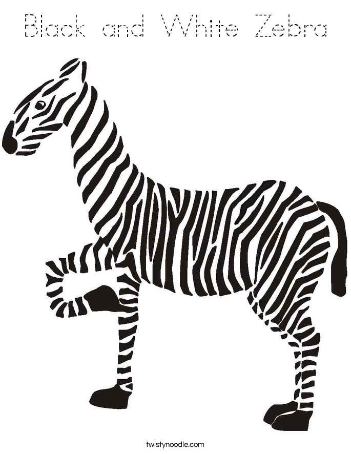 Black and White Zebra Coloring Page