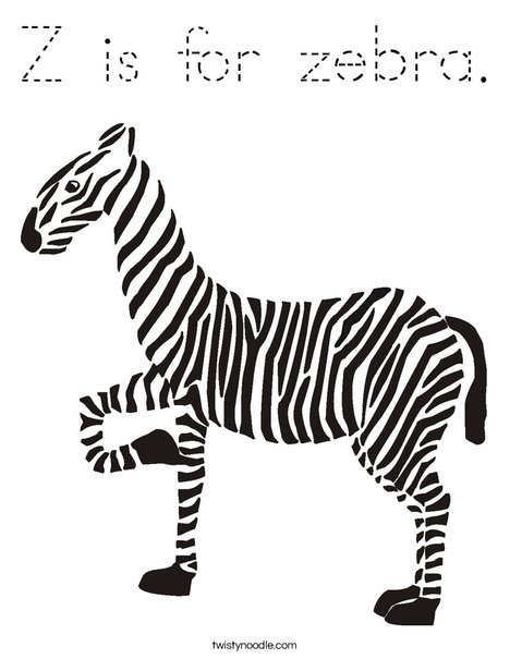Z is for Zebra Coloring Page