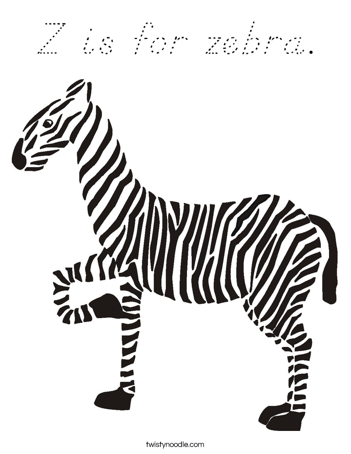 Z is for zebra. Coloring Page