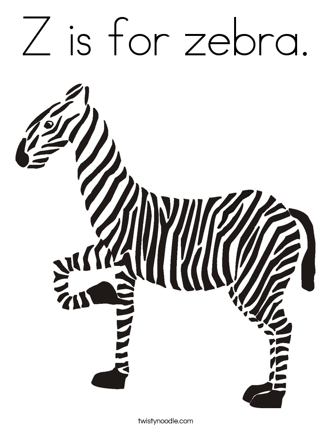Z is for zebra. Coloring Page