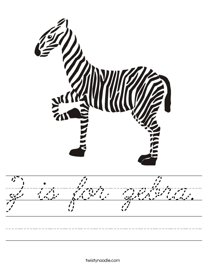 Z is for zebra. Worksheet