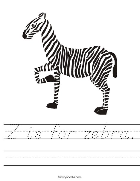 Z is for Zebra Worksheet