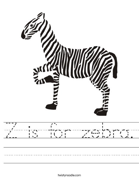 Z is for zebra Worksheet - Twisty Noodle