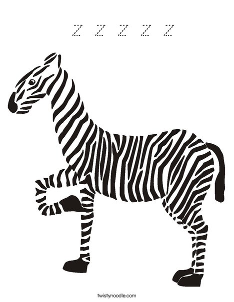 Z is for Zebra Coloring Page