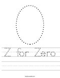Z for Zero Worksheet
