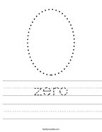 homework & practice 1 7 identify the number 0 zero Handwriting Sheet
