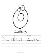 homework & practice 1 7 identify the number 0 Number Zero Handwriting Sheet