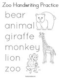 Zoo Handwriting Practice Coloring Page