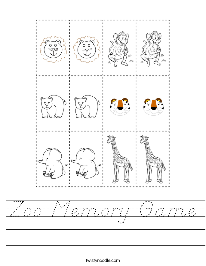 Zoo Memory Game Worksheet