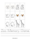 Zoo Memory Game Worksheet