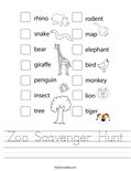 Zoo Scavenger Hunt Worksheet