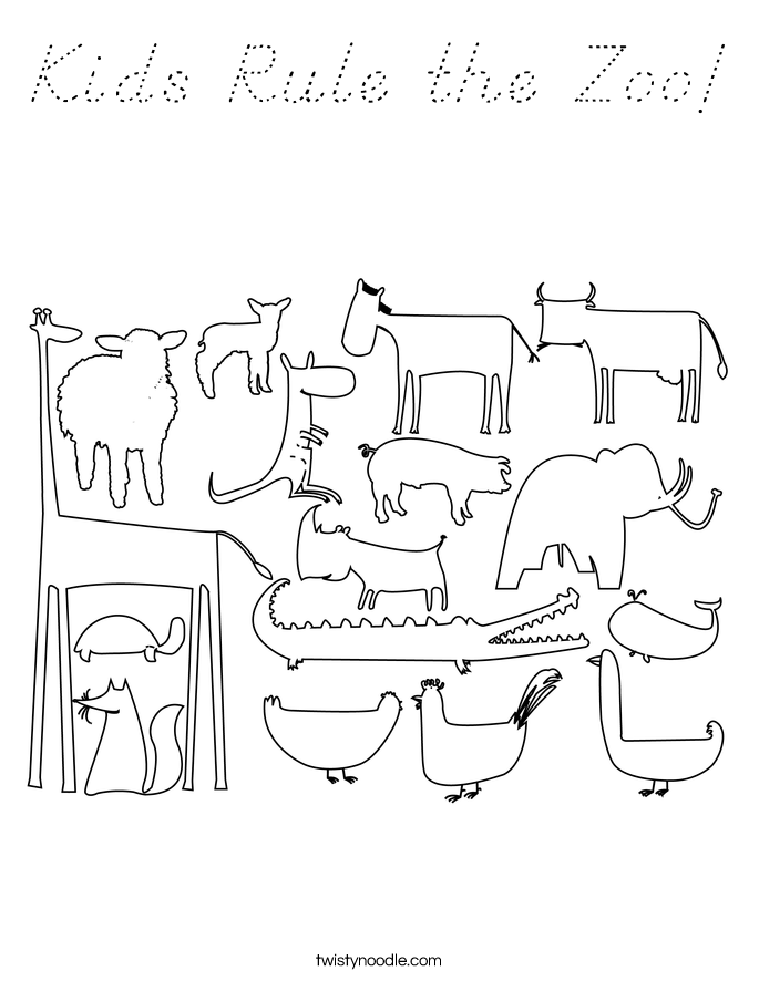 Kids Rule the Zoo! Coloring Page