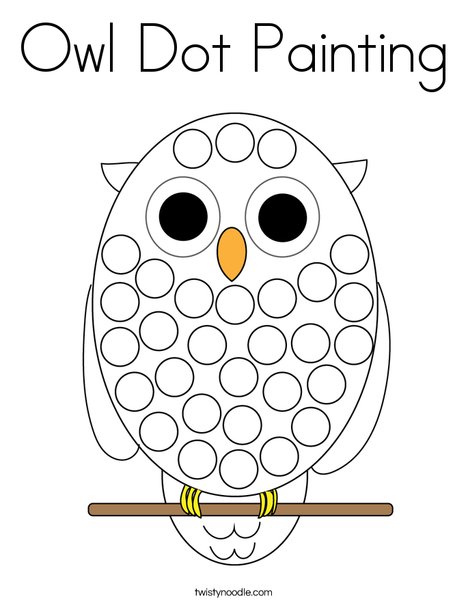 Owl Dot Painting Coloring Page Twisty Noodle - Dot Painting Colouring Pages